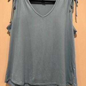 M. Fasis next Slate Blue V-Neck Tie-Shoulder Tank Top 2X EUC